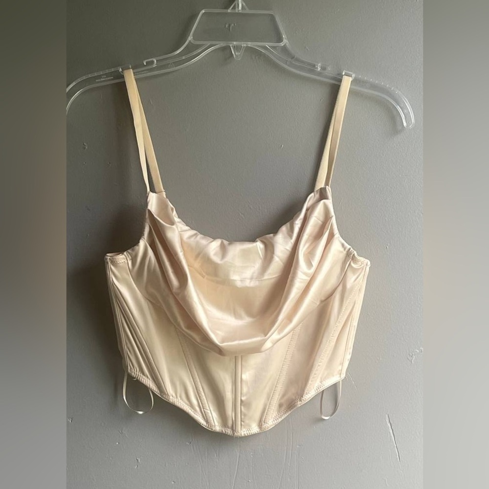Urban Outfitters Lexi Satin Cowl Beige Corset Top Brand New w/ Tags SP Small UO